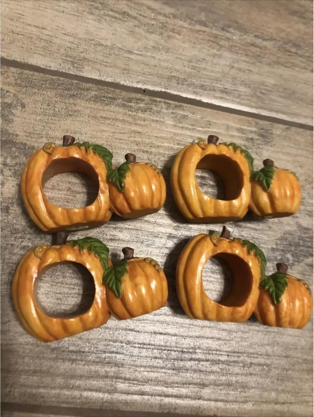 Lot Of‎ 4 Vintage Fall Pumpkin Napkin Rings Resin. Fall Decor Pumpkins